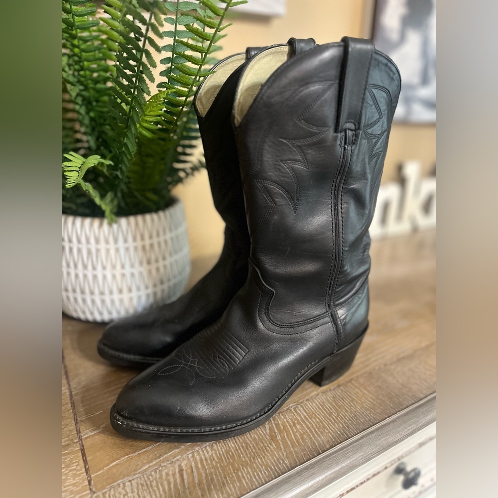 Durango Black Western Heeled Cowboy Boots - Picture 4 of 14
